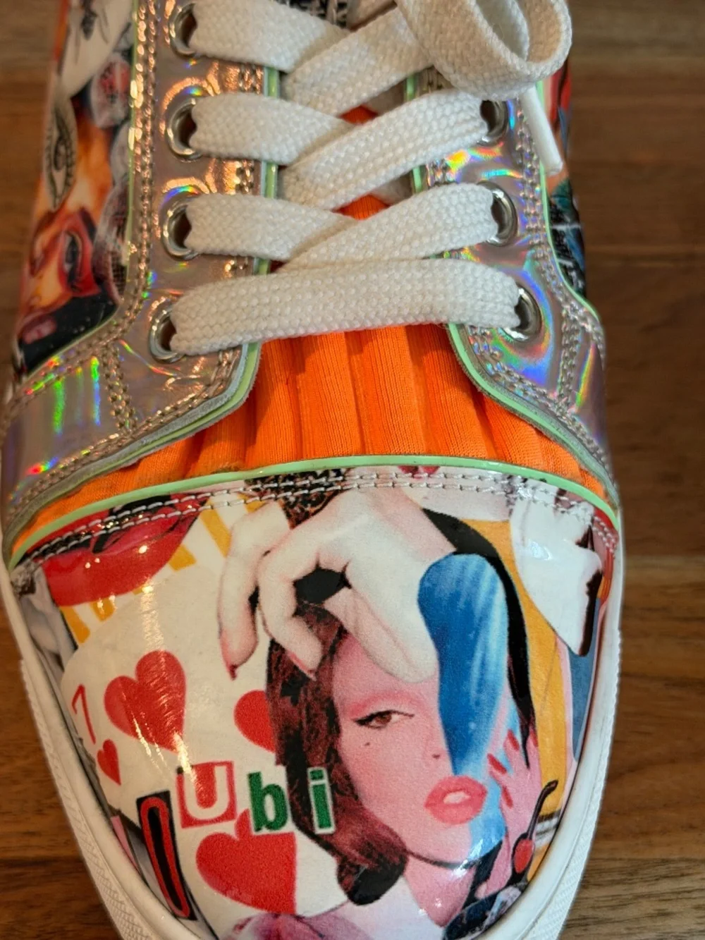 Christian Louboutin Viera Graphic Print Patent Red Sole Sneakers 38 - Picture 14 of 16